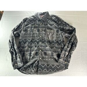 Arizona Jeans Co Button‎ Up Shirt Mens L Gray Aztec Print Fading On Sleeve